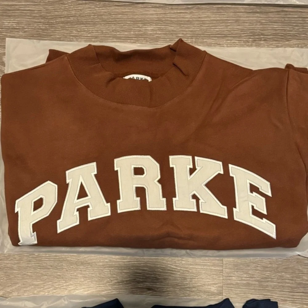 PARKE Hometown Varsity Mockneck Mocha + Cloud NWT